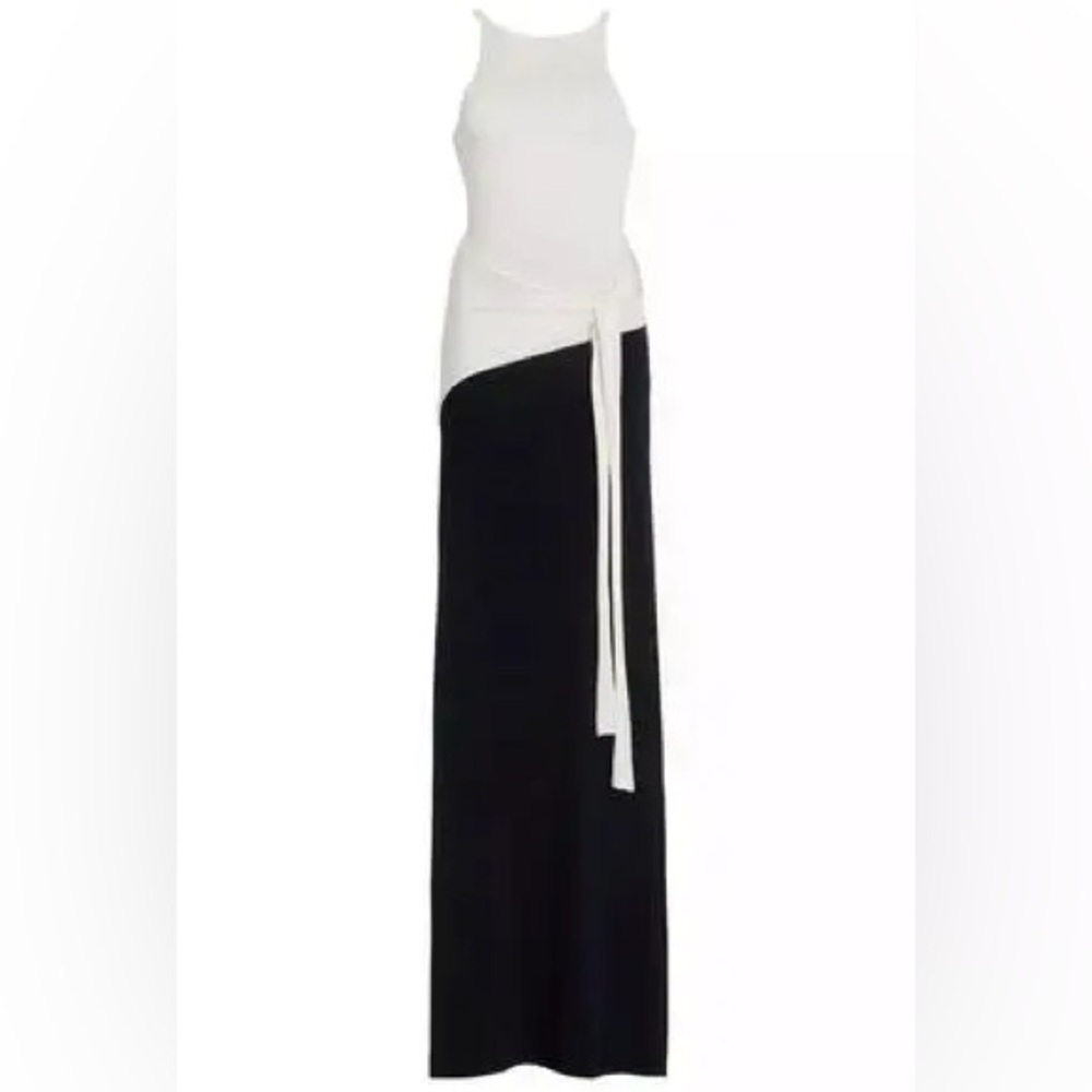 Sir. Sleeveless Black and White Draped Maxi Dress